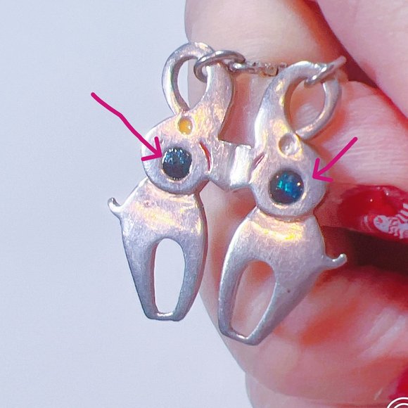 VINTAGE Lucky Kissing Elephants Necklace 925 Silver - Chain 17" Inch Included - Picture 10 of 12